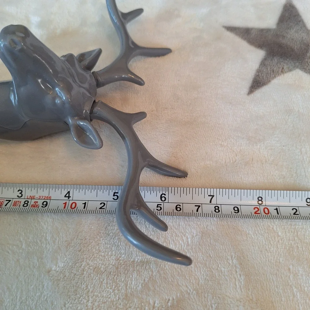 Deer Stag Head Hook Wall Hanger Clothes Robe Holder Key Holder Plastic Gray